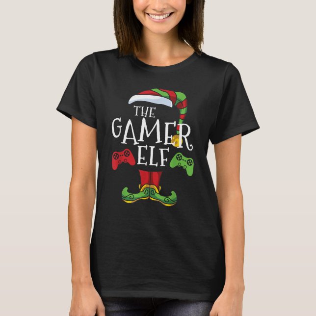 Gamer Elf Family Matching Christmas T-Shirt (Front)