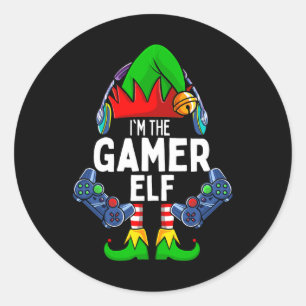 Gamer Elf Matching Family Christmas Classic Round Sticker