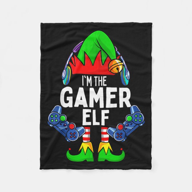Gamer Elf Matching Family Christmas  Fleece Blanket (Front)