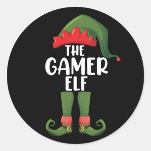 Gamer Elf Matching Family Christmas Gamer Classic Round Sticker