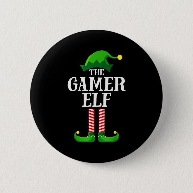 Gamer Elf Matching Family Group Christmas Party Py 2 Inch Round Button (Front)