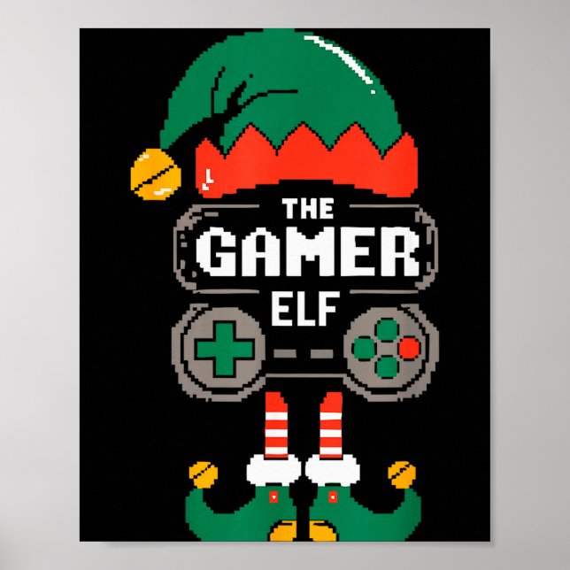 Gamer Elf Matching Family Group Christmas Party Py Poster (Front)