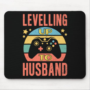 Gamer Engagement Groom Fiance Wedding Levelling Up Mouse Pad