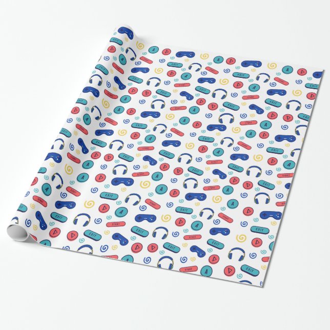 GAMER GAMERS GAMING WRAPPING PAPER (Unrolled)