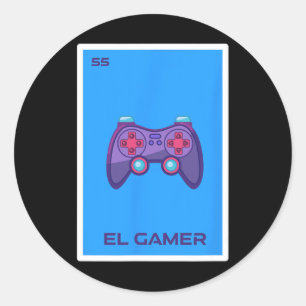 Gamer Gaming Mexican Video Game Controller Gamepad Classic Round Sticker