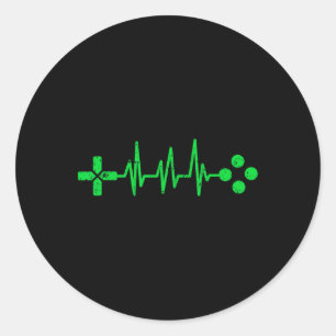 Gamer Geeks Heartbeat Gaming Classic Round Sticker