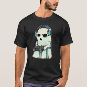Gamer Ghost Lazy Halloween Costume Cool Video Game T-Shirt