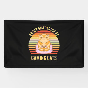 Gamer Gift Easily Distracted By Gaming Cats Banner
