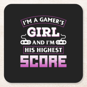 Gamer Gift I Am A Gamer Girl Square Paper Coaster