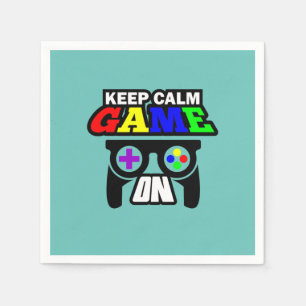 Gamer Gift Keep Calm Game On Napkin