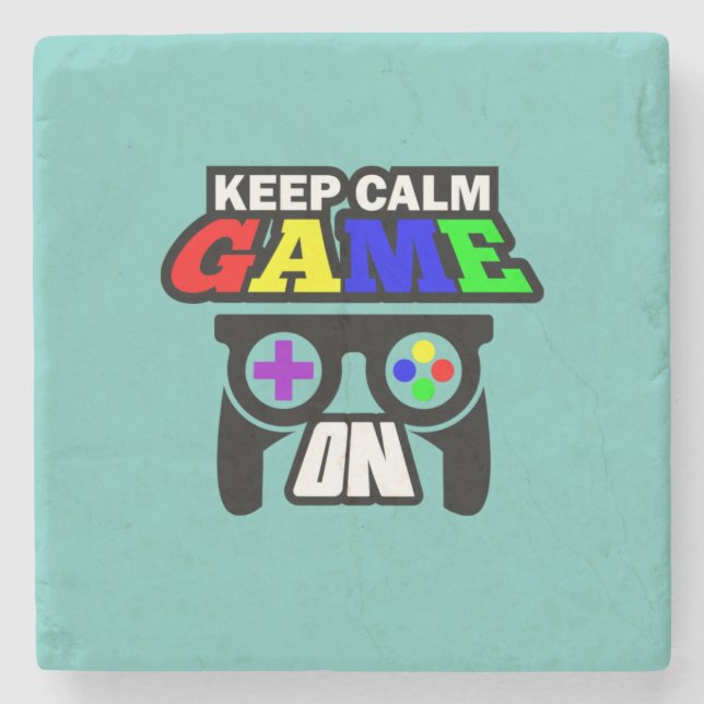 Gamer Gift Keep Calm Game On Stone Coaster (Front)