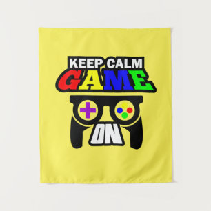 Gamer Gift Keep Calm Game On Tapestry