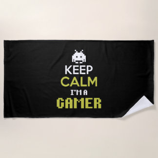 Gamer Gift Keep Calm I Am A Gamer Beach Towel