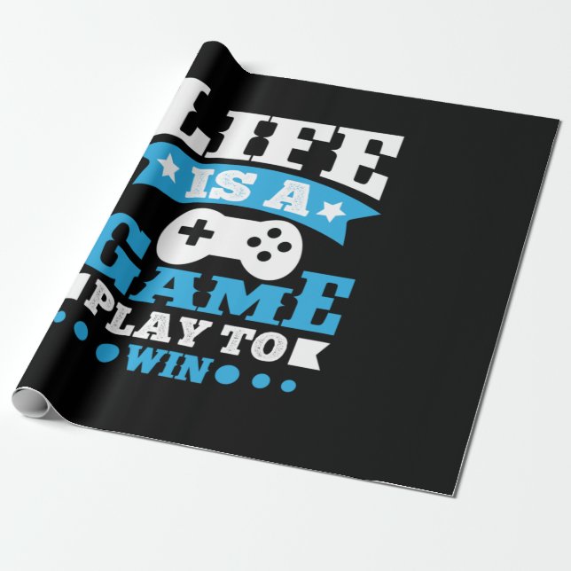 Gamer Gift Life Is A Game Wrapping Paper (Unrolled)