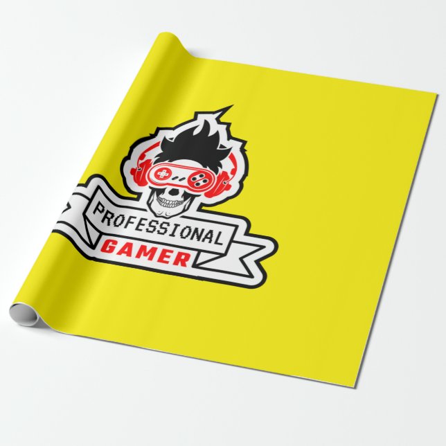 Gamer Gift Professional Gamer Wrapping Paper (Unrolled)