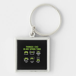 Gamer Gift Things Gamer Do In My Spare Time Keychain