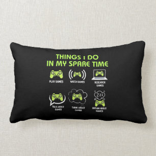 Gamer Gift   Things Gamer Do In My Spare Time Lumbar Pillow