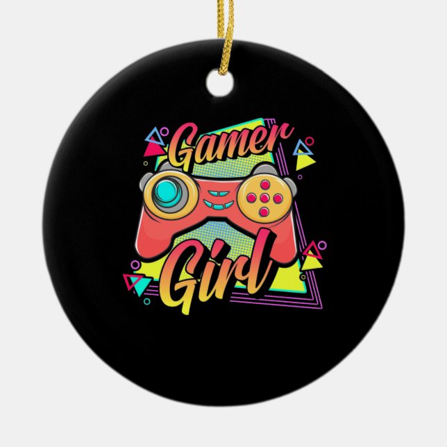 Gamer Girl Ceramic Ornament (Front)