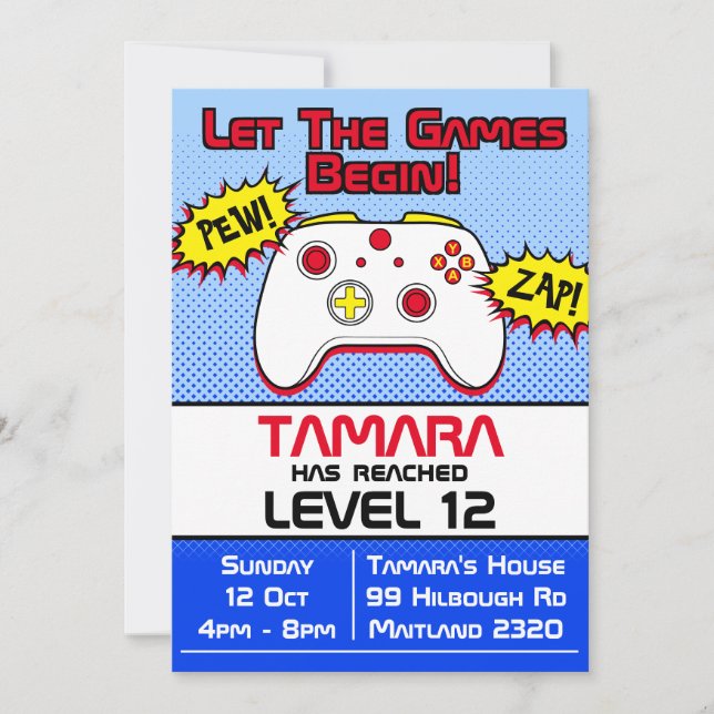 Gamer Girl Comic 12e anniversaire Invitation (Devant)