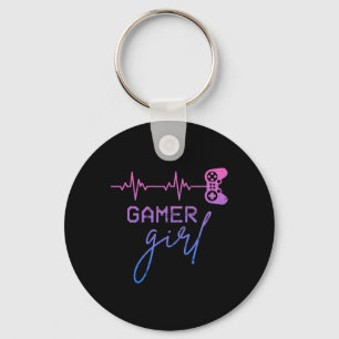 Gamer Girl Cute Heartbeat Gamer For Girl Video Gam Keychain