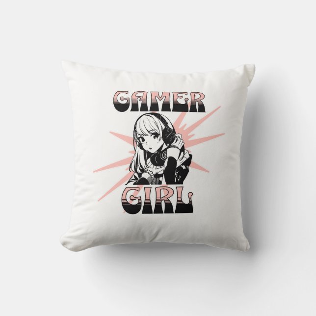 Gamer Girl | Gaming Throw Pillow (Front)