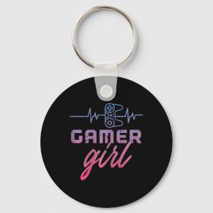 Gamer Girl Heartbeat Gaming Women Girls Kids Teens Keychain