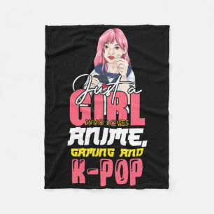 Gamer Girl Just A Girl Who Loves Anime Gaming And Fleece Blanket