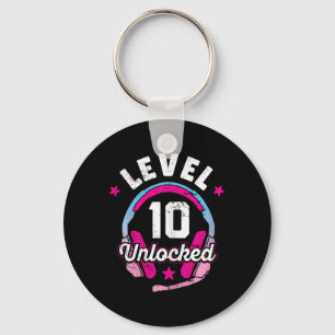 Gamer Girl Level 10 Unlocked Video Game 10th Birth Keychain