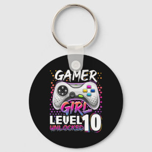 Gamer Girl Level 10 Unlocked Video Game Birthday G Keychain