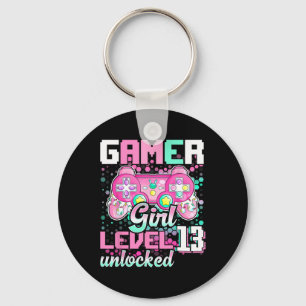 Gamer Girl Level 13 Unlocked Video Game 13th Birth Keychain