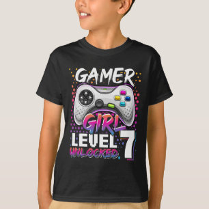Gamer Girl Level 7 Unlocked Video Game 7th Birthda T-Shirt