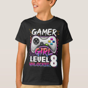 Gamer Girl Level 8 Unlocked Video Game 8th Birthda T-Shirt