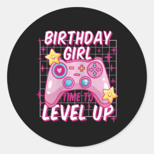 Gamer Girl Level Unlocked Video Game Birthday Gift Classic Round Sticker