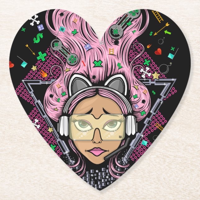 Gamer Girl Paper Coaster (Front)