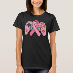 Gamer Girl Pink Ribbon Breast Cancer Awareness  T-Shirt