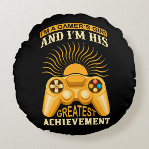 Gamer girl round pillow