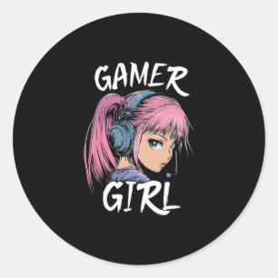 Gamer Girl Shirt For Girls Teens Women Video Gamin Classic Round Sticker