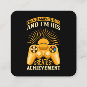 Gamer girl square business card