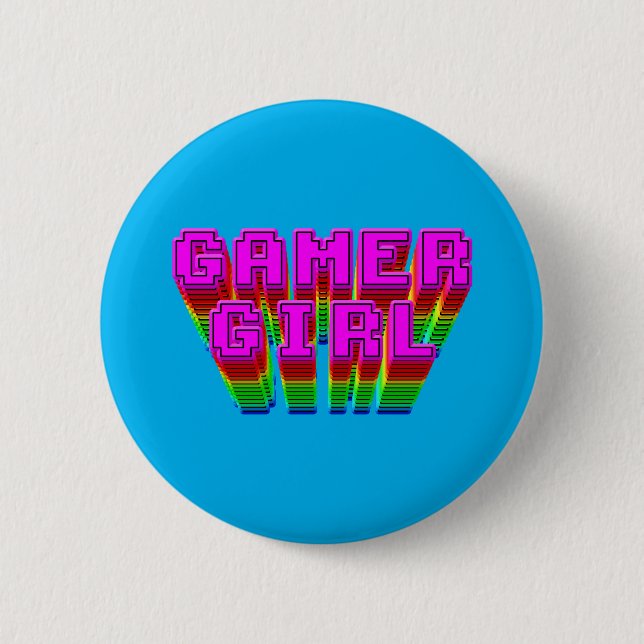 Gamer Girl Text 2 Inch Round Button (Front)