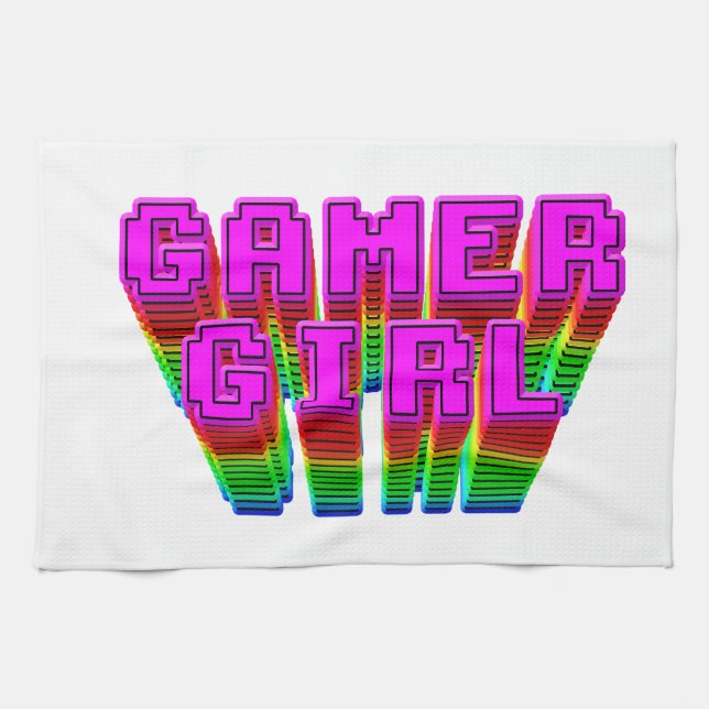 Gamer Girl Text Kitchen Towel (Horizontal)