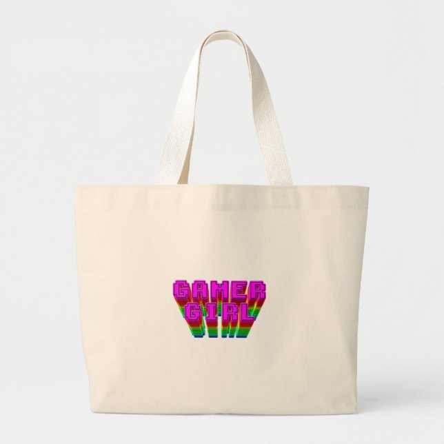 Gamer Girl Text Large Tote Bag (Front)