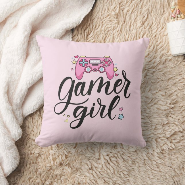 Gamer Girl Throw Pillow (Blanket)
