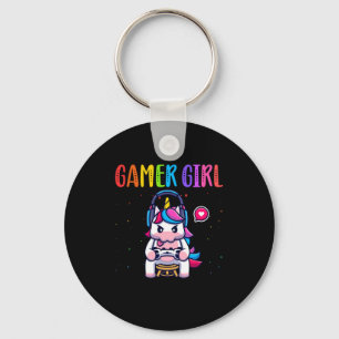 Gamer Girl Unicorn Gaming Cute Video Game Keychain