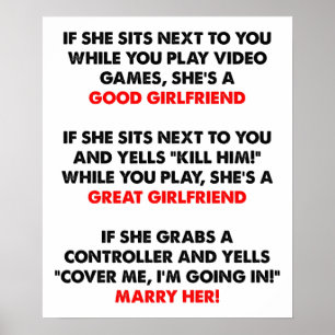 Gamer Girlfriend Funny Poster