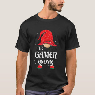 Gamer Gnome Buffalo Plaid Matching Family Christma T-Shirt
