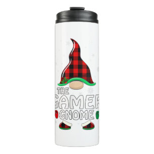 Gamer Gnome Buffalo Plaid Matching Family Christma Thermal Tumbler