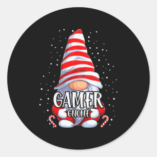 Gamer Gnome Christmas Pajamas Matching Family Grou Classic Round Sticker
