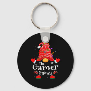 Gamer Gnome - Xmas Video Gamers Christmas Gnomes  Keychain