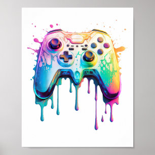 Gamer Graphic Video Game - Colourful Video Game Lo Poster