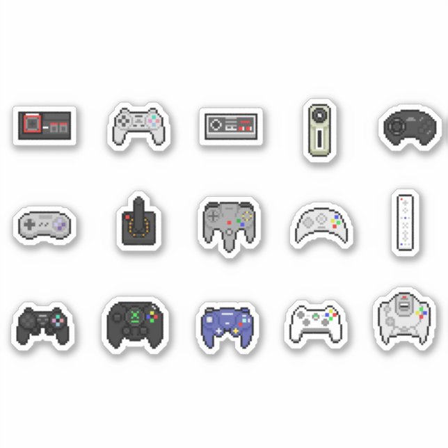Gamer Grey Black Retro Pixel Art Controllers (Front)